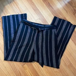 EIC A New Day wide-leg black and white stripe linen pants size xl